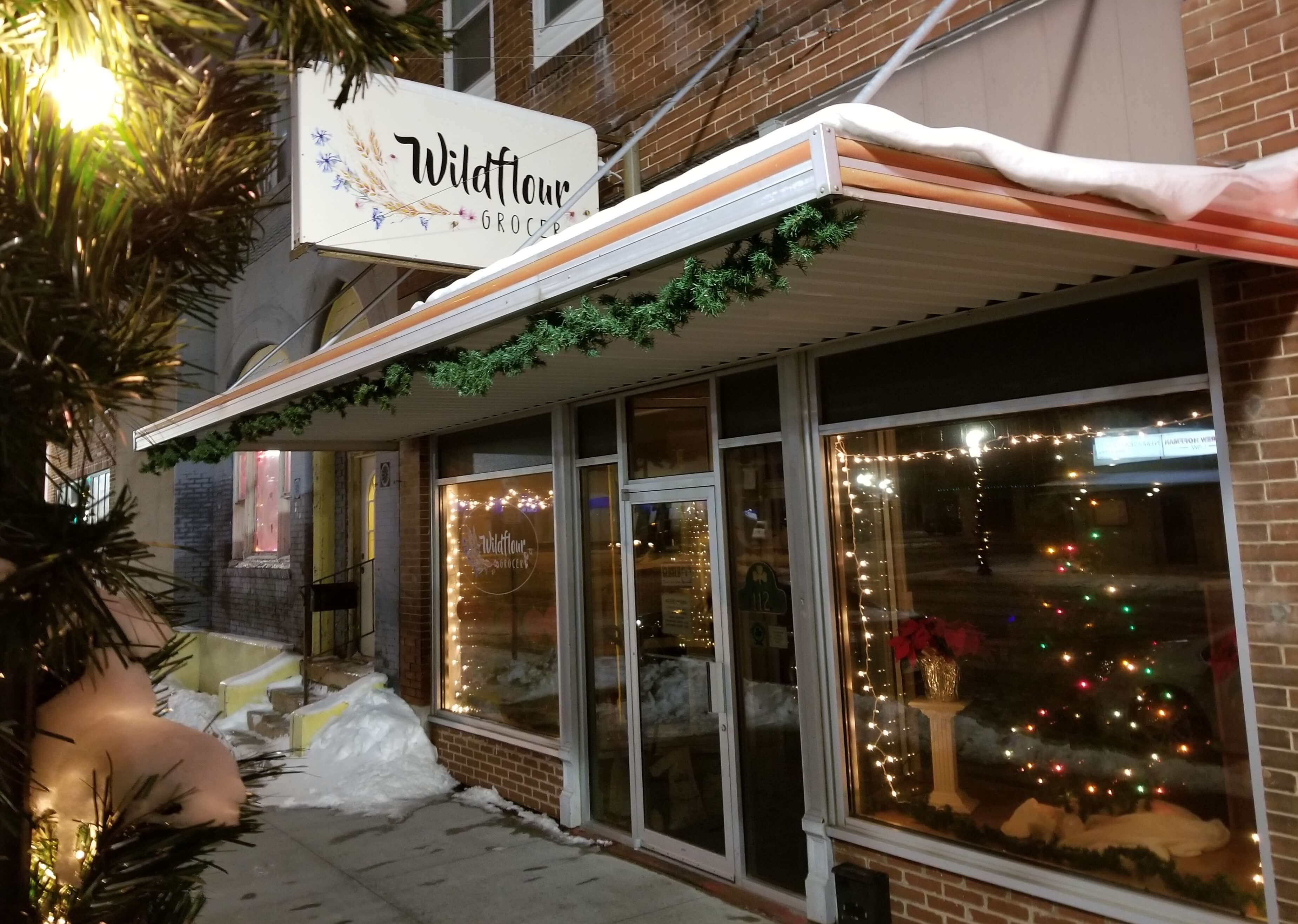 Wildflour Grocer holiday storefront