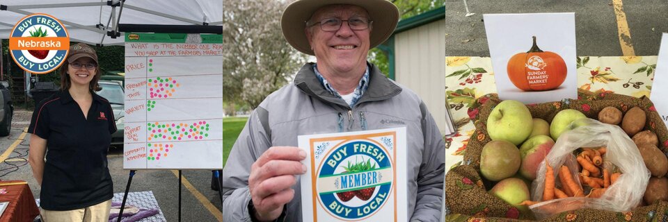Photo of BFBL at three different farmers markets